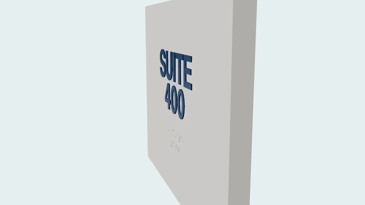 Preview model of a suite and unit sign, shown beside the studio photograph.